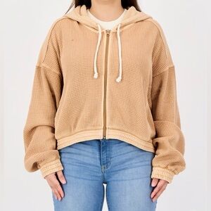 Aerie Waffle Knit Zip Up Hoodie